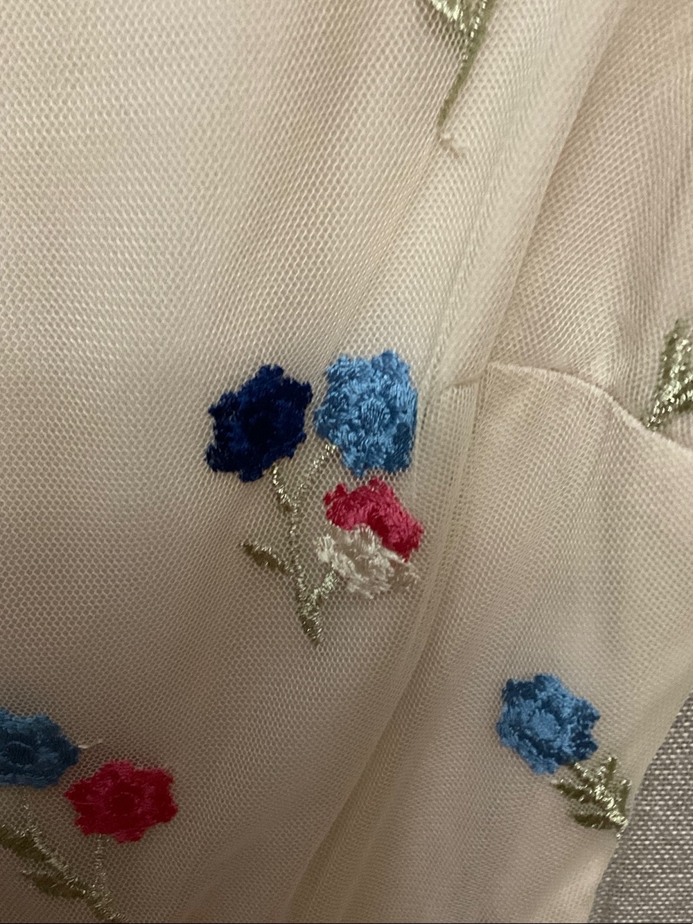 ModCloth Cream Embroidered Mesh Top - Picture 3 of 5